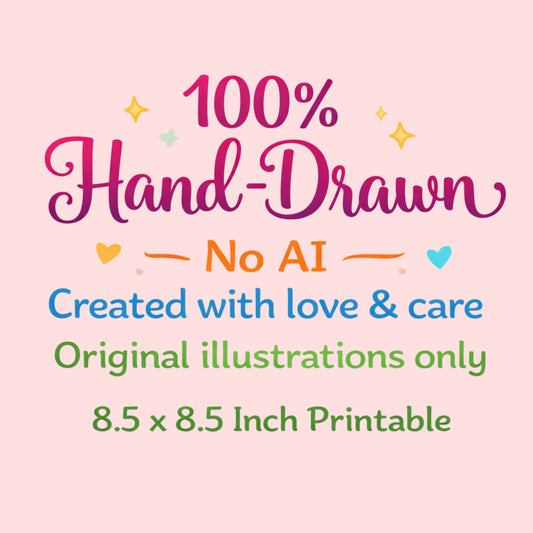 Tiny Gardens Coloring Pages for Kids – Bold & Easy Hand-Drawn Garden Scenes | Printable 8.5 x 8.5 PDF