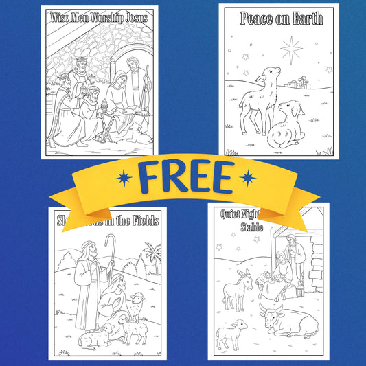 FREE Nativity Coloring Pages,Story of Jesus’ Birth, Printable PDF, Hand drawn illustrations, No Ai, homeschool, Sunday school activities.