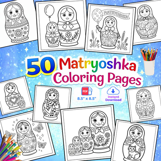 Matryoshka Coloring Printables – 50 Bold & Easy Russian Nesting Doll Coloring Pages PDF