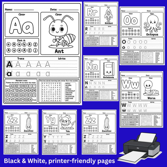 Alphabet tracing worksheet letter printable