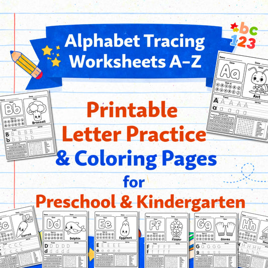 Printable alphabet coloring and handwriting page