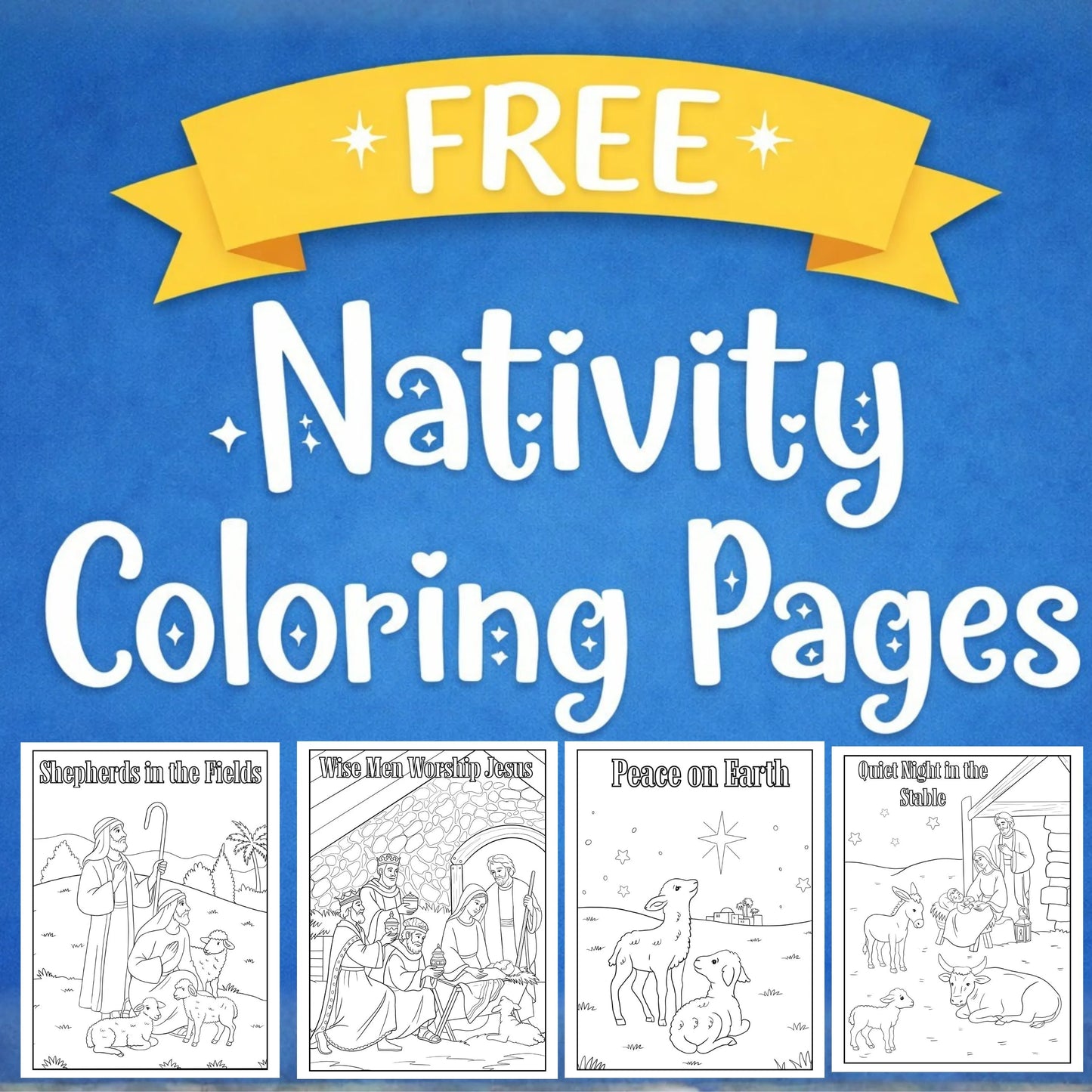 FREE Nativity Coloring Pages,Story of Jesus’ Birth,  Printable PDF, Hand drawn illustrations, No Ai, homeschool, Sunday school activities.