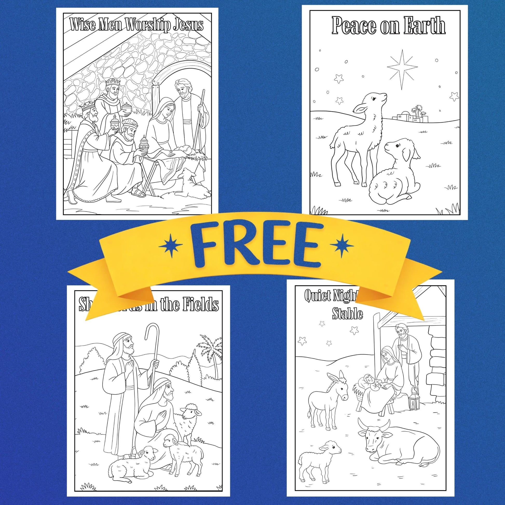 FREE Nativity Coloring Pages,Story of Jesus’ Birth,  Printable PDF, Hand drawn illustrations, No Ai, homeschool, Sunday school activities.