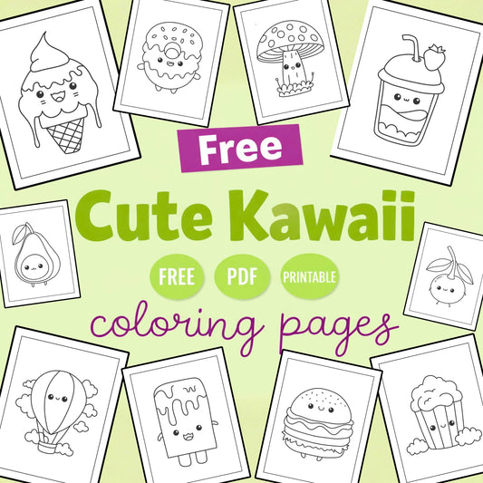 Free Cute Coloring Pages for Kids | Kawaii Food & Objects Coloring Sheets | Printable PDF